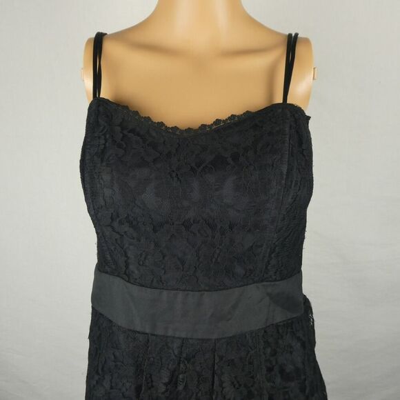 Nu by Mark Anthony Black Floral Lace Faux Wrap Sleeveless Little Dress Small - Picture 2 of 8